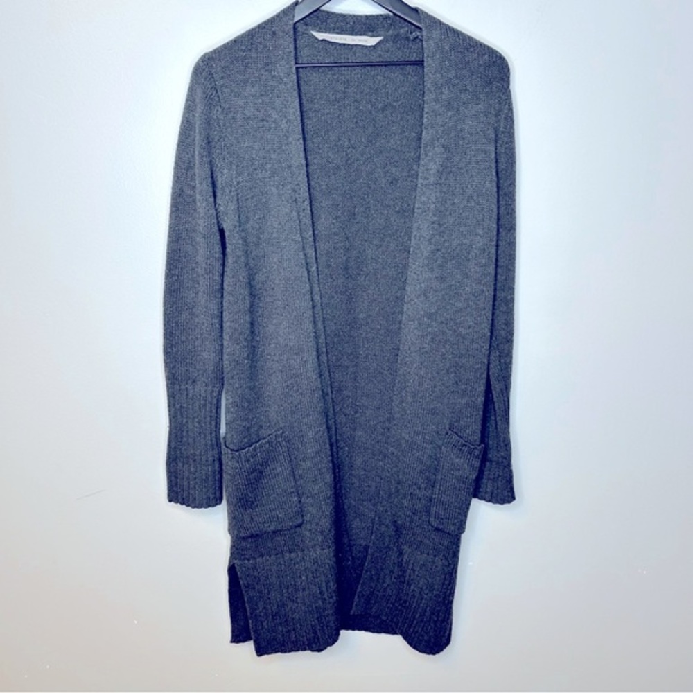 Athleta Grey Passage Open Front Cardigan Long Sweater With Pockets‎ Size XS